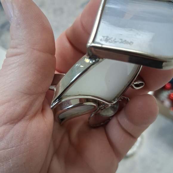 VTG Signed Stained Glass Angel Christmas Figurine 2000 Iridescent Halo Cross Art - Picture 9 of 13